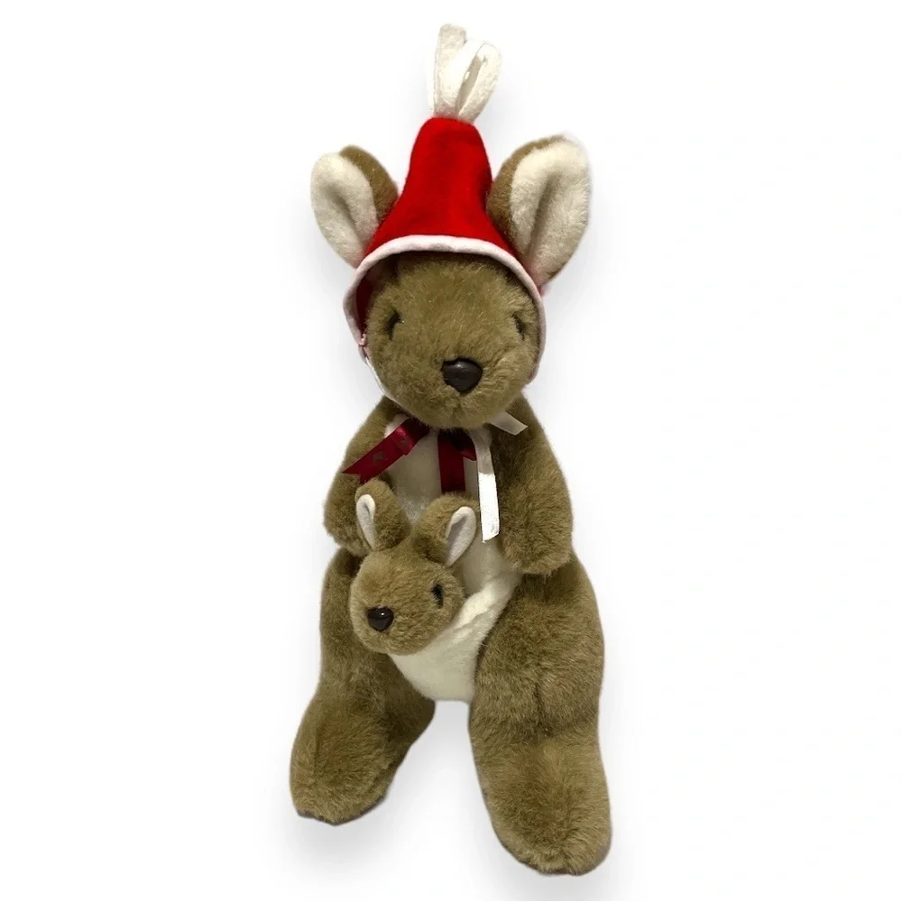 Uni Toys Uniring Australian Kangaroo and‎ Joey Plush Stuffed Holiday Cap 14.5” H